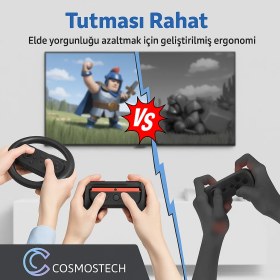 Resim Cosmostech Switch 2 Joy-Con-Wheel Direksiyon & Grip Seti – 4 In 1 Oyun Aksesuar Paketi 