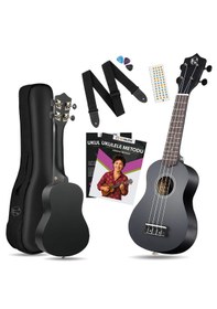 Resim Fourtune Nova UKS-21BK Gül Ağacı Siyah Soprano Ukulele Seti 