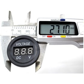 Resim 12v 24v Dc Voltmetre Yuvarlak Düz Kırmızı Rakam 
