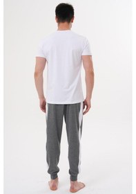 Resim Mecit 4000 Beyaz Füme Erkek Büyük Beden Pijama Takımı Füme 