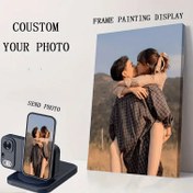 Resim 1 adet Özel Moda Çam Ahşap Sarılı Tuval Çerçevesi, Bireysel Fotoğraf Albümü, UV Baskılı Aile ve Çift Fotoğrafları, Çerçeveli Ambalajlı Özel Duvar Sanatı Gösterimi 