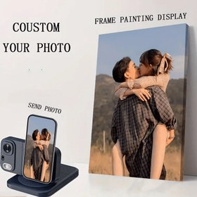 Resim 1 adet Özel Moda Çam Ahşap Sarılı Tuval Çerçevesi, Bireysel Fotoğraf Albümü, UV Baskılı Aile ve Çift Fotoğrafları, Çerçeveli Ambalajlı Özel Duvar Sanatı Gösterimi 