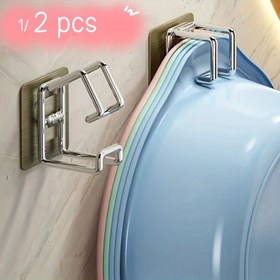 Resim 1/2 adet Paslanmaz Çelik Katlanabilir Duvar Askısı - Matkap Gerektirmez, Banyo ve Mutfak için Alan Tasarrufu Tasarımı, Krom Kaplama ile Modern Estetik, Havlular, Sabunluklar ve Daha Fazlası için İdeal, Havlu Askısı | Modern Duvar Askısı | Dayanıklı Duvar Askısı, Yardımcı Askılar 