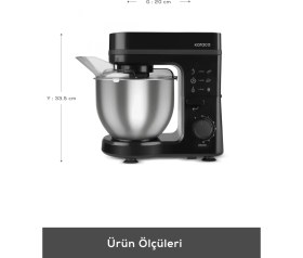 Resim Özbience 1500W Stella Stand Mikser, Siyah, 5 Litre, Güçlü ve Şık Tasarım 