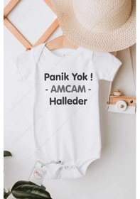 Resim Hediyenza Panik Yok Amcam Halleder Özel Tasarım Bebek Zıbın Pamuklu Çıtçıtlı Body Beyaz 