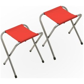 Resim Exent Katlanır Balıkçı Kamp Piknik Taburesi 2'li Kırmızı 