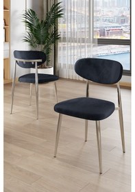 Resim Canisa Laos Serisi 4 Adet Antrasit Mutfak Sandalyesi Krom Kaplama Metal Ayak 1.sınıf Babyface Kumaş Antrasit Sandalye Krom Ayak 