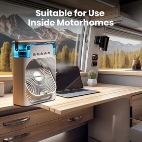 Resim 5 Hızlı Sessiz Ses Dalgası Teknolojisi Serin ve Nemlendirici Masa Fanı, 5 Ayarlanabilir Havalandırma, USB-C Güç, Modern Minimalist Tasarım - Taşınabilir Uyku Kalitesi Artırıcı, İdeal Yaz Hediyesi, Çift Fonksiyonellik, Ortam Işığı Aktive Edilmiş, Masaüstü Fan, Dayanıklı İnşaat 