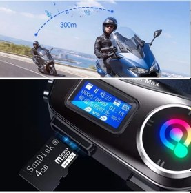 Resim River World Motorsiklet Kaskı İçin Bluetooth Kask Kulaklığı Lcd Ekranlı Sd Kart Bölümlü Fener Özellikli 