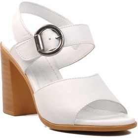 Resim Voyager 9750 Beyaz Hakiki Deri Kadın Topuklu Sandalet 001 
