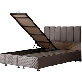 Resim Setaymobilya Baza, Tetra Gri Çift Kişilik Baza + Başlık, Mdf, Setay 