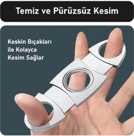 Resim Valkyrie Premium Puro Aksesuar Seti Puro Makası V Kesim Delik Açıcı Puro Tutucu Kılıflı Komple Set 