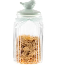 Resim Kuşlu Kavanoz Silindir - Mint Yeşili - 1300 Ml 8684427063545 Yeşil 