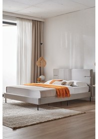 Resim Puffy Baseup Başlıklı Karyola - Taş, 120x200 Cm 