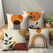 Resim 4 adet Bohem Botanik Tasarım Yastık Kılıfı, Modern Stil, Polyester, Kanepe ve Yatak Dekorasyonu için - Yastık Çekirdeği Yok, Çift Taraflı Baskı 