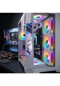 Resim Nova 9.16'' Lcd Ekranlı Hub+kumanda Beyaz 7x12cm Argb Fan+kumanda Gaming Oyuncu Kasası 