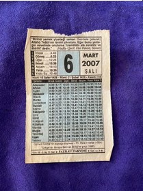 Resim 6 Mart 2007 Takvim Yaprağı - Nostalji Koleksiyonluk Takvim Yaprağı 