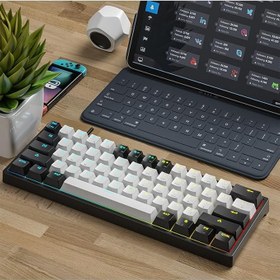 Resim CetKing Leaven K620 Type-C Kablolu Klavye LED Rgb 61 Tuşlu Rgb Mekanik Oyuncu Işıklı Klavye Ergonomik Tasarım Bilgisayar Pc Için Gaming Keyboard Beyaz Renk Kırmızı Switch 