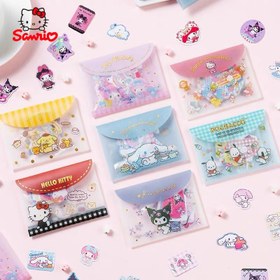 Resim Resmi Sanrio Sevimli Kuromi Sticker Seti Hello Kitty, Cinnamoroll Karikatür DIY Stickerlar ve My Melody Saklama Çantası 
