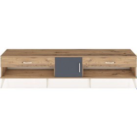 Resim Arges Tv Ünitesi Tek Raflı 2 Çekmeceli Tek Kapaklı 220x30x51 Çam-antrasit/çam Antrasıt/atlas Çam - Atlas Çam 