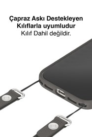 Resim WANNACASE iPhone 17 Serilerle Uyumlu Çapraz Ayarlanabilir Yüksek Kaliteli Şık Crossbody Strap Telefon Askısı 
