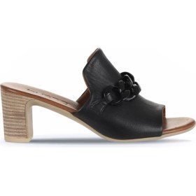 Resim Bueno Shoes Siyah Khv-Bej Deri Kadın Topuklu Terlik 01WU9502 01WU9502 