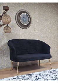 Resim Zafir İkili Teddy Gold Kaplama Sivriltme Ayak Çay Seti Koltuk İkili Berjer , Balkon, Salon, Ofis Siyah 