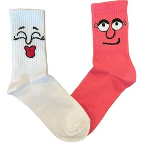 Resim HAPPYBODY SOCKS Organik Çocuk Tenis 2'li Soket Emoji Desenli Soft Yıkamlı Kumaş 