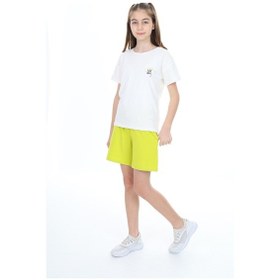 Resim Toontoy Kids Toontoy Kız Çocuk Garni Detaylı Baskılı Şortlu Takım Yeşil 