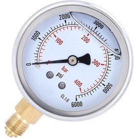 Resim Dianziye Makine Ve Endüstriyel Cihazlar İçin 0-400bar 1/4bsp Y60 Radyal Yağlı Baskül Göstergesi - Cam Kapaklı, Kesin Okuma 