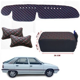 Resim Renault 11 Rainbow Kolçak + Boyunluk + Göğüs Halısı Siyah-Kırmızı (503402326) 