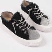 Resim Muggo Damsel Bağcıklı Taşlı Kadın Günlük Denim Sneaker Spor Ayakkabı 
