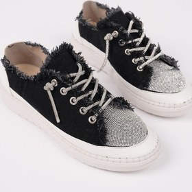 Resim Muggo Damsel Bağcıklı Taşlı Kadın Günlük Denim Sneaker Spor Ayakkabı 