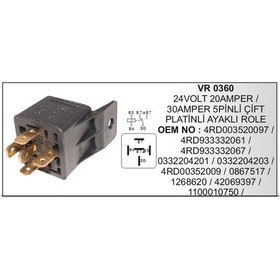 Resim Mini Role 24V 5 Uclu 20A 30A Cift Platinli Ayakli 504628289 