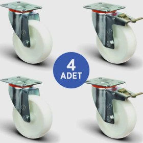 Resim Emes 2 Adet EM01ZKZ100 Döner Tablalı + 2 Adet EM01ZKZ100F Döner Tablalı Frenli Poliamid Tekerlek ÇAP100 Taşıma Arabası Tekerlek Seti 2XEM01ZKZ100+2XEM01ZKZ100F 