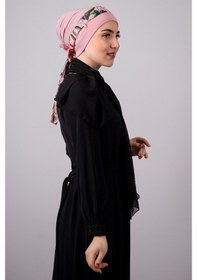 Resim Hürrem Bone Pudra Pratik Hazır Geçmeli Tesettür Bone Sandy Kumaş Desenli Şifo (545491051) Pudra 
