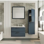 Resim Denko Beyoğlu 75 Cm Mdf Mat Lacivert Banyo Banyo Dolabı Takımı + Boy Dolabı Lacivert 