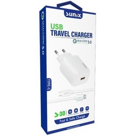 Resim Sunix S-30 Type-C Kablolu Hızlı Şarj Cihazı 