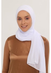 Resim Altobeh Hazır Lüks Pratik Hijablı Şifon Şal Beyaz 