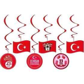 Resim 23 Nisan Süsleri 6 Lı Tavan Sarkıt Süs-23 Nisan Pencere Süsü Ve A 
