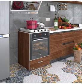Resim Kenzlife Ankastre Modülü Kabini Flor Cvz Kapaklı Fırın Ocak Dolabı Sabit Tabla 