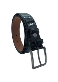 Resim Süzer Deri Siyah Rugan Suni Deri Düz Model Dikişli 3.5 Cm.lik Klasik Kemer - 8001-düz-22k-e Siyah 