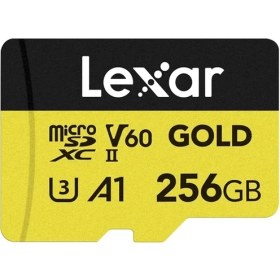 Resim Gold 256GB Mikro Sd Kart, Microsdxc Uhs-Iı Bellek Kartı, V60, U3, A1, C10 Microsd Kart, 280MB/S'YE Kadar Okuma, Drone/aksiyon Kamerası/uhs-Iı Taşınabilir Oyun Cihazı Için (LMSGOLD256G-BNNNG) 