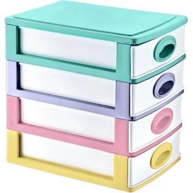 Resim Viyalente Ekalemun Çekmeceli Kutu 4 Katlı Posta Rafı Saklama Çekmecesi Plastik Trndl-Irk-Dw115 