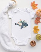 Resim TUĞBABABY Unisex Ekru Bebek Balina Baskılı Çıtçıtlı Body 5026 