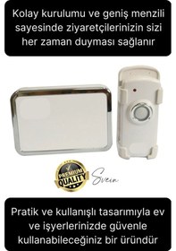 Resim Premium Kablosuz Uzaktan Kumandalı Yüksek Sesli Uzun Mesafe Menzil Kapı Zili Ev Ofis Dükkan 50 Metre 