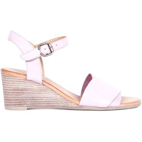 Resim Bueno Shoes Pembe Deri Kadın Dolgu Topuklu Sandalet 01wq8601 