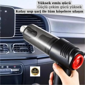 Resim Mediterian Kablosuz el süpürgesi, güçlü emiş ve üfleme, ev ve araç kullanımı, siyah, 2 yıl garanti 