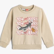 Resim Erkek Bebek Tom ve Jerry Sweatshirt Lisanslı Uzun Kollu Bisiklet Yaka Pamuklu Şardonlu 