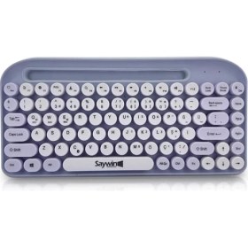 Resim Mena Rise Saywin Bluetooth Klavye Renkli Retro Kablosuz Klavye Daktilo Görünümlü Tuş Tasarımı Şık ve Kullanışlı Telefon Koyma Gözü Pilli Türkçe Q Klavye Sw-05 (Mor) 